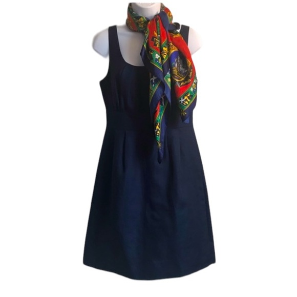 J. Crew navy blue cotton sleeveless back zip lined shift dress size 6 in EUC - Picture 4 of 15